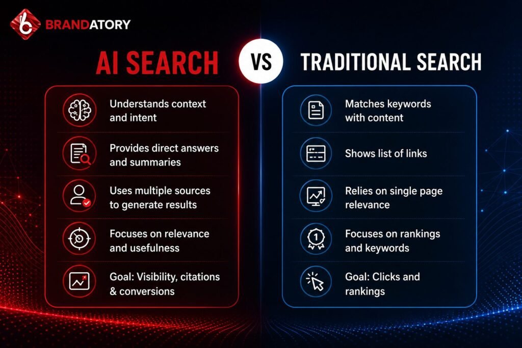 AI search vs traditional search for modern digital marketing strategies