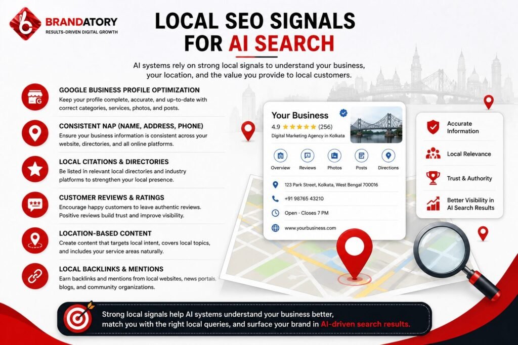 Local SEO signals for AI search and SEO company Kolkata